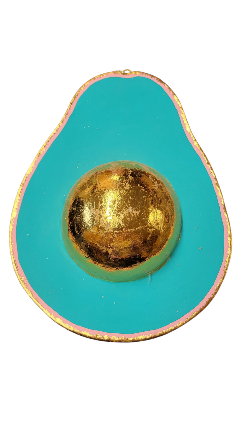 Glitterville Avocado Decoration Yellow/Teal