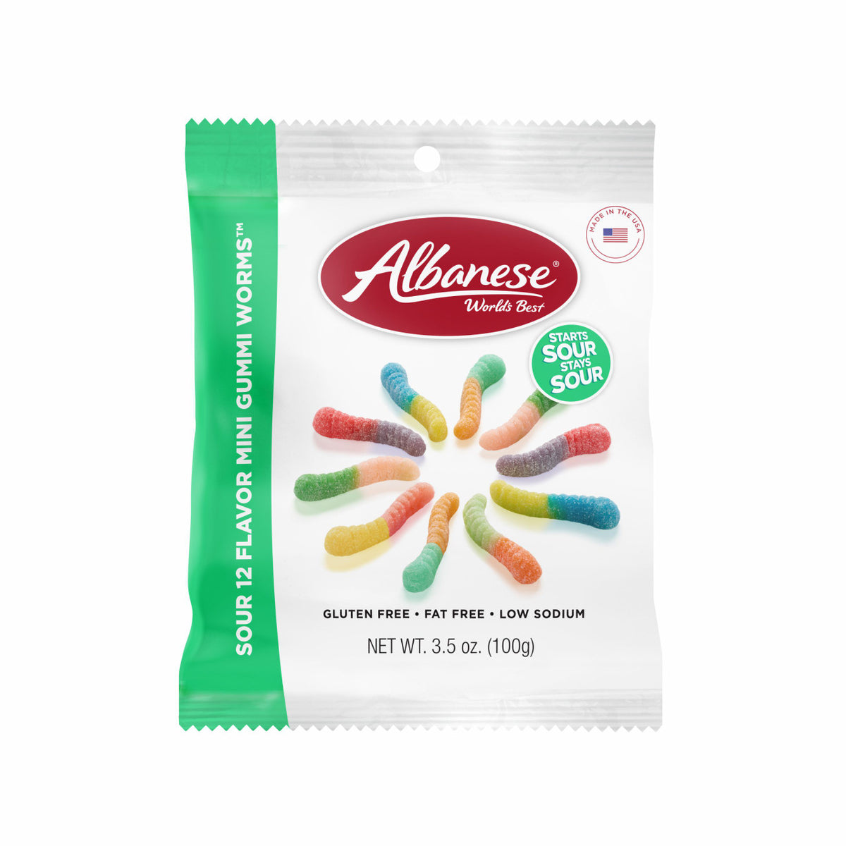 Albanese Sour 12 Flavor Gummi Worms 7 oz