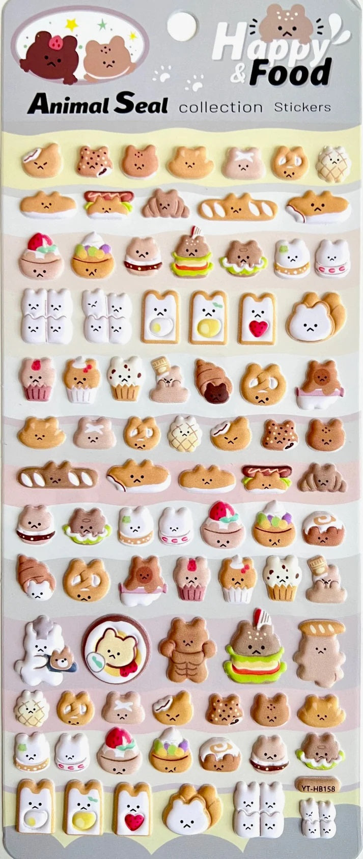 Bear Food Puffy Stickers Happy & Food