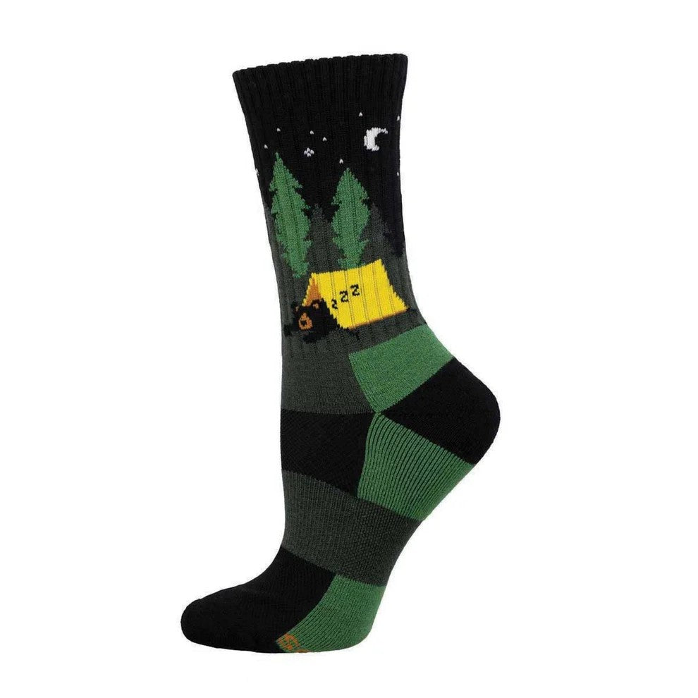 Beary Tired Women's Wool Crew Socks Green