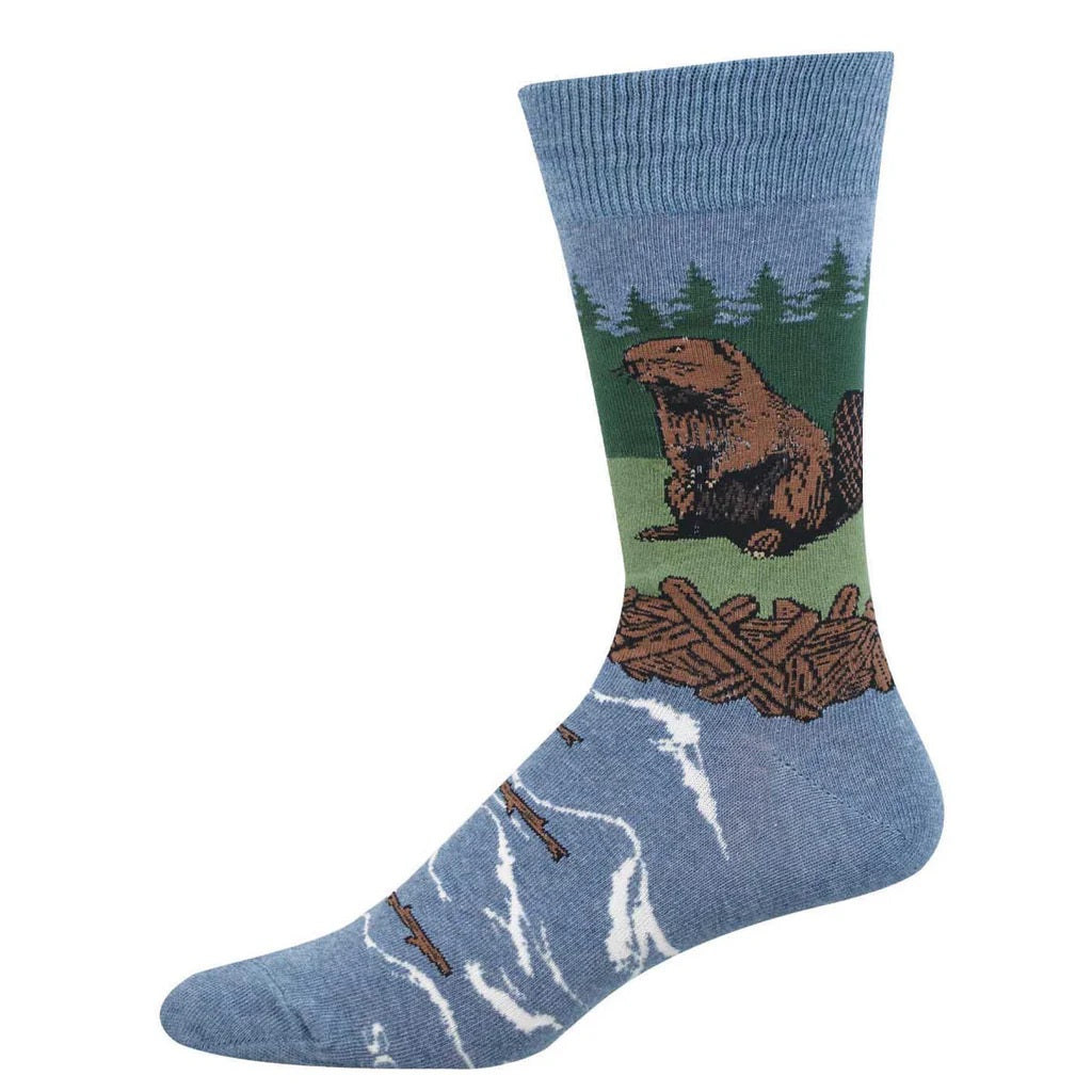 Beaver Men's Crew Socks Blue Heather