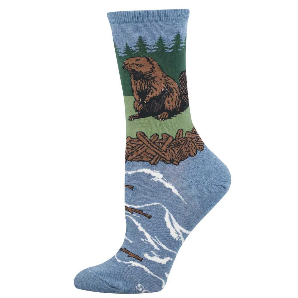 Beaver Women's Crew Socks Blue Heather