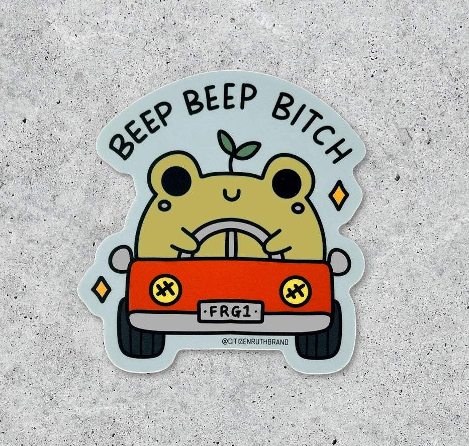 Beep Beep Bitch Frog Vinyl Sticker
