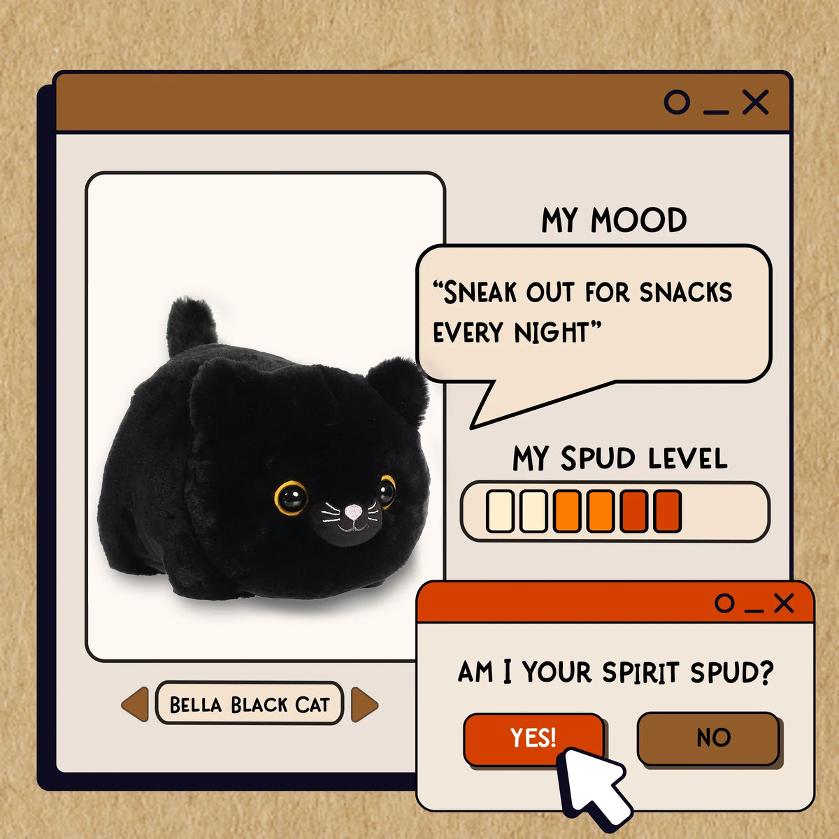 Bella Black Cat Spudsters Plush 10"