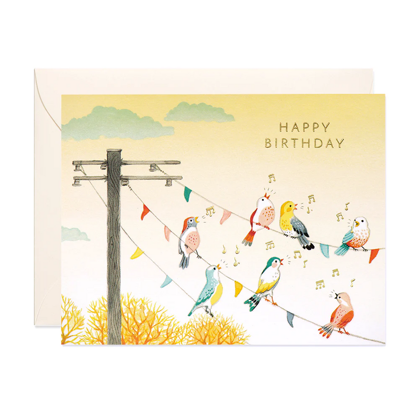 Card Birds On Wire Birthday