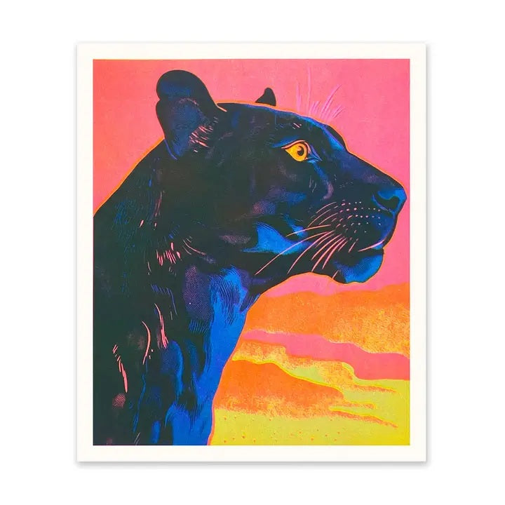 Black Panther Risograph Print 12"x10"