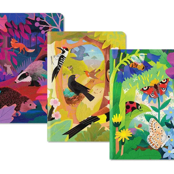 British Wildlife Stitched Notebook Set Of 3