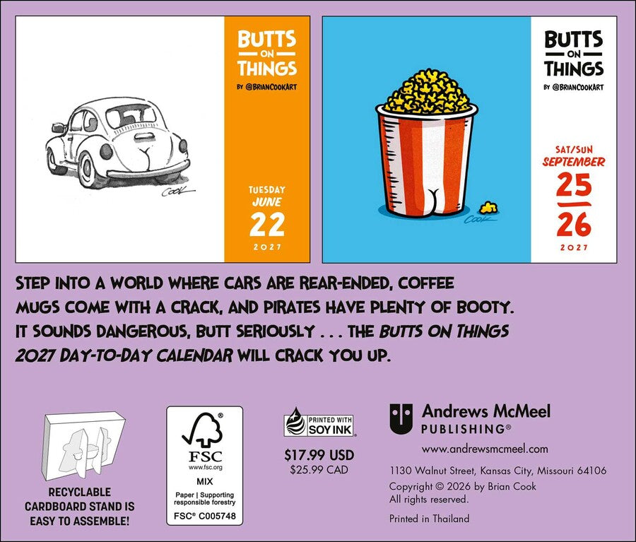 Butts On Things 2027 Desktop Calendar