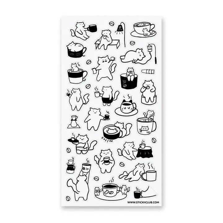Caffeine Cats 2 Sticker Sheet
