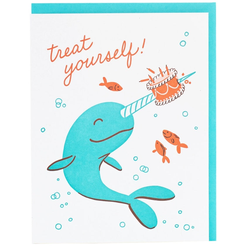 Card Narwhal Treat Yourself Birthday