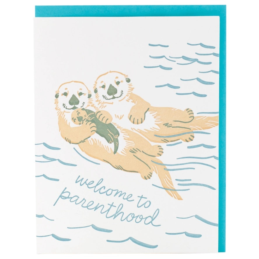 Card Otter Family Baby