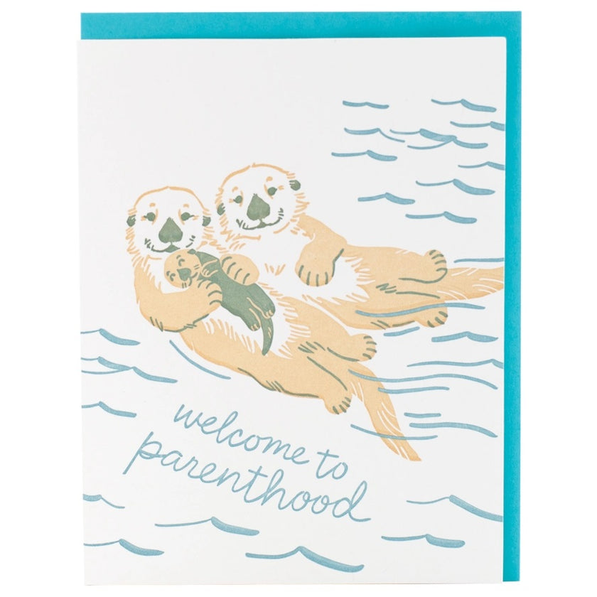 Card Otter Family Baby