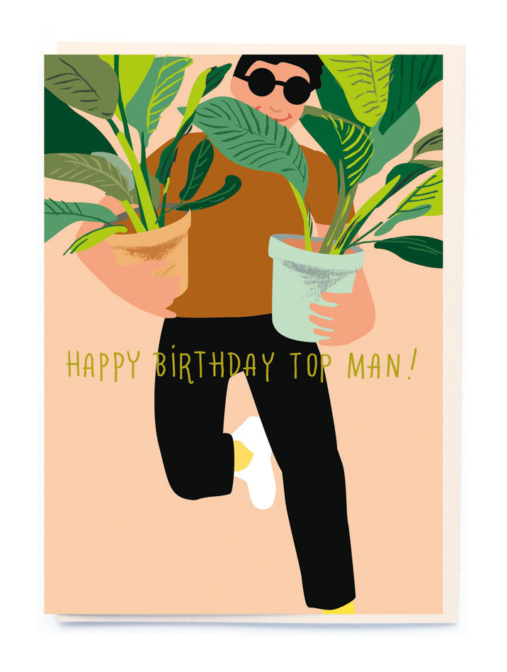Card Plant Pots Man Birthday