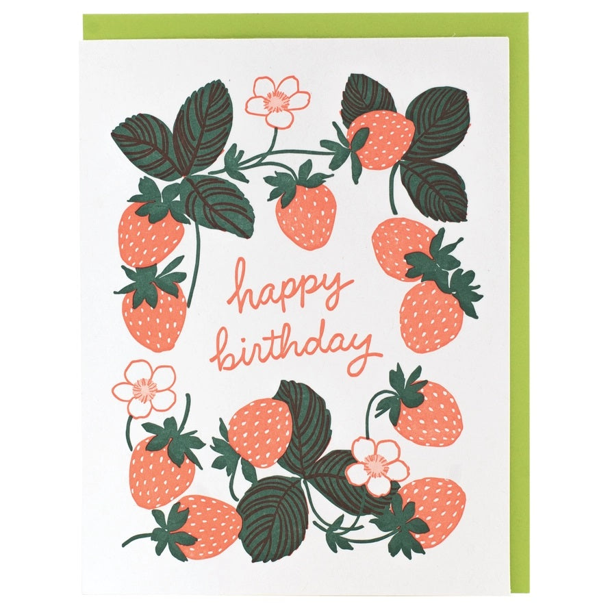 Card Ripe Strawberries Birthday