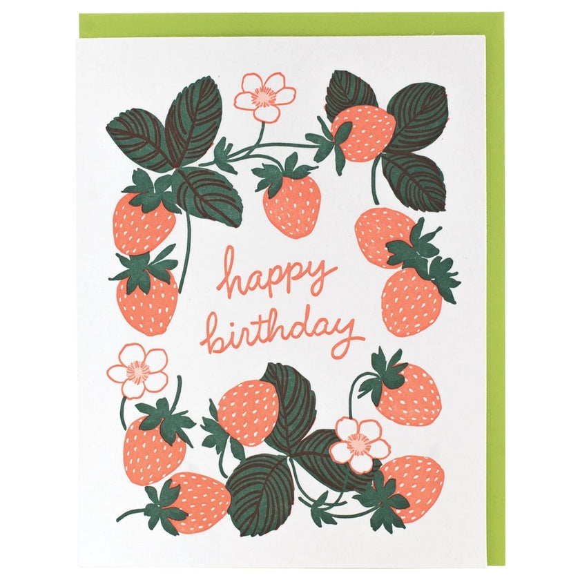 Card Ripe Strawberries Birthday