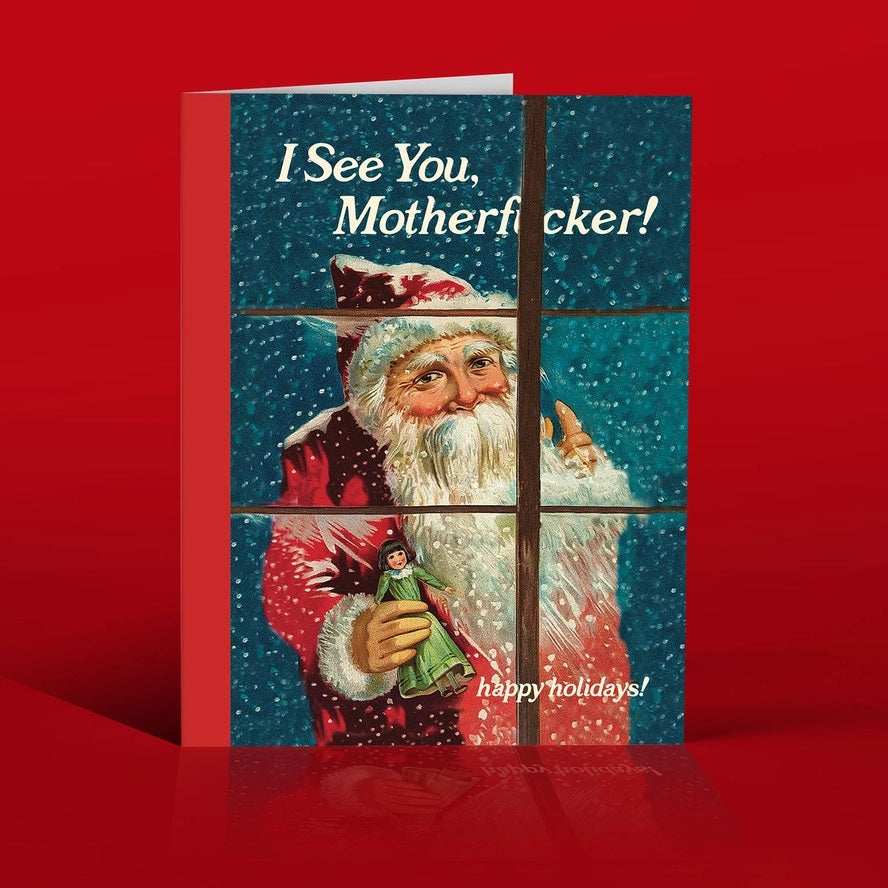 Card Santa I See You Christmas