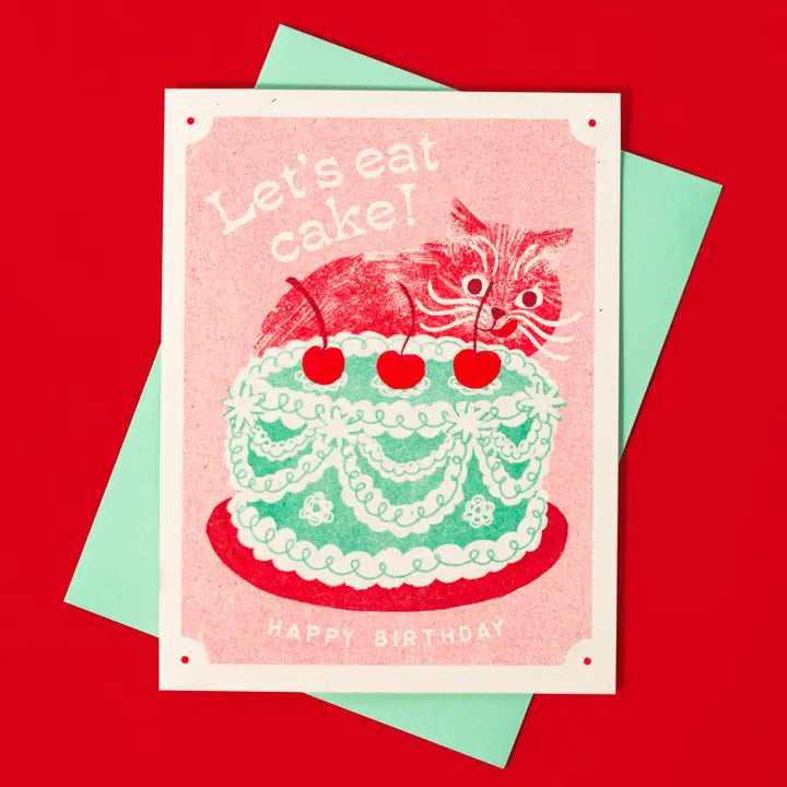 Card Let's Eat Cake Cat Birthday