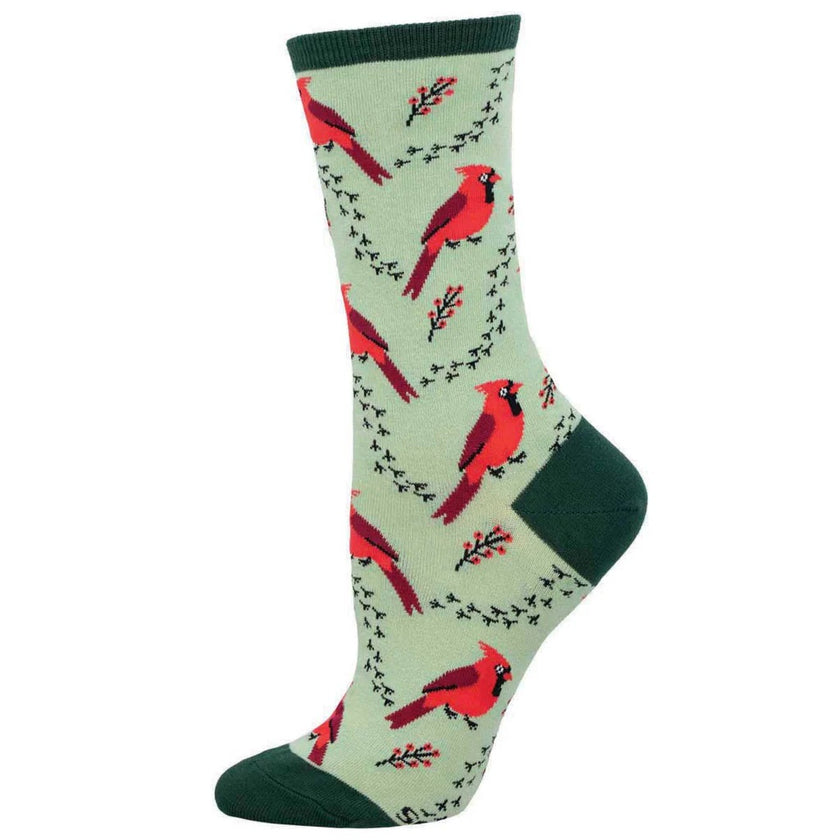 Cardinal Tracks Women's Crew Socks Mint