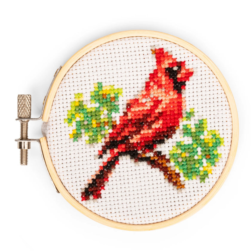 Mini Cardinal Cross Stitch Embroidery Kit