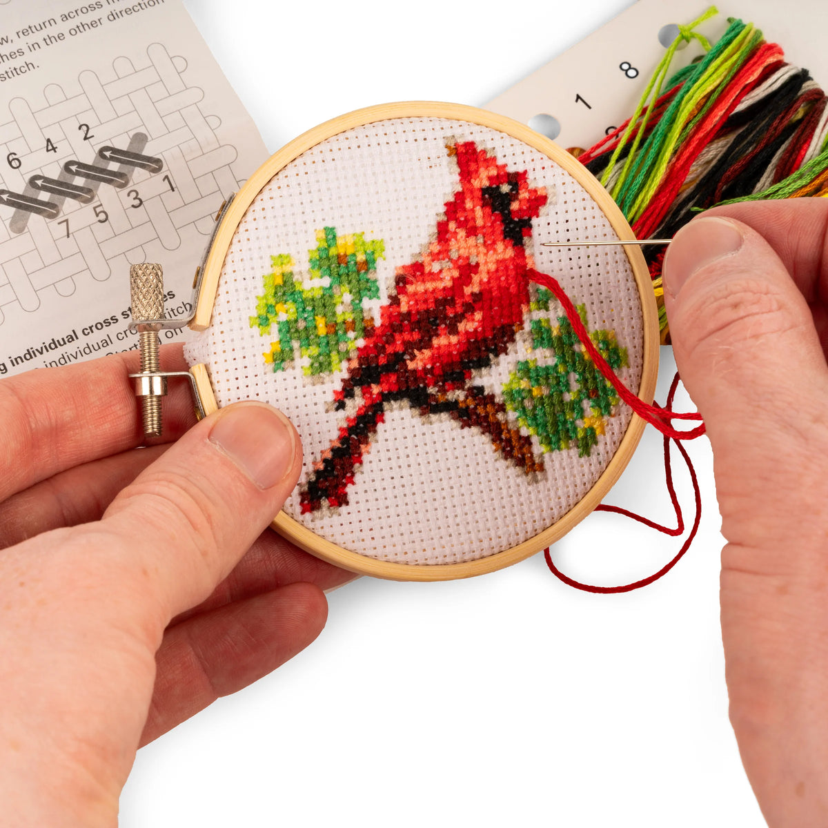 Mini Cardinal Cross Stitch Embroidery Kit
