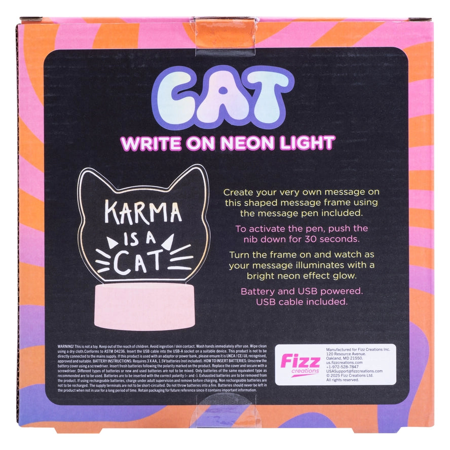 Cat Write On Neon Light