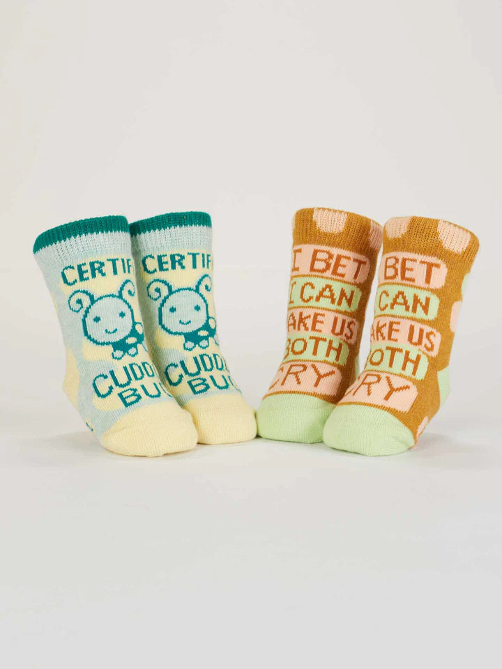 Certified Cuddle Bug & I Bet I Can Make Us Both Cry Baby Socks Pack Of 2
