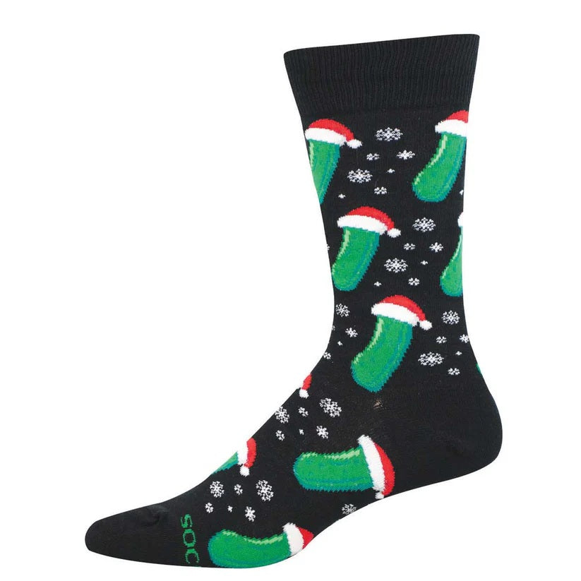 Christmas Pickle Men's Crew Socks Black