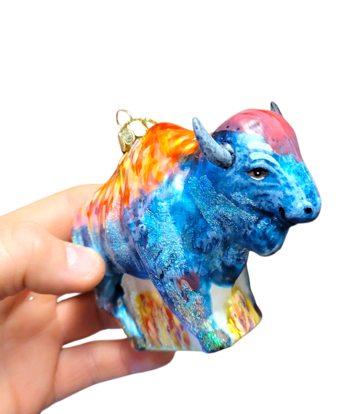 Colorful Glass Bison Ornament
