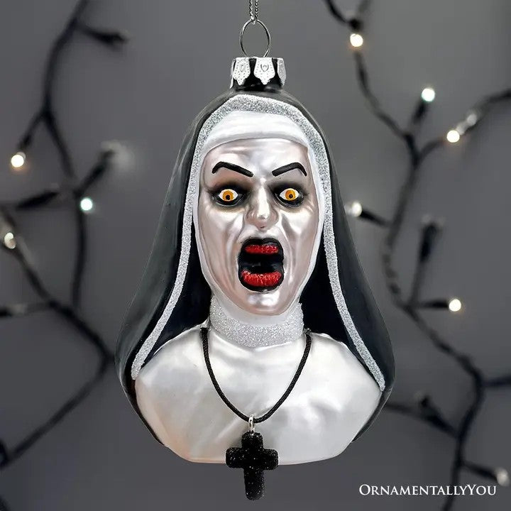 Creepy Nun Glass Ornament