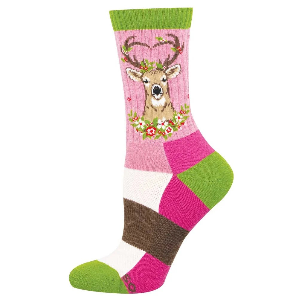 Dear Deer Women's Wool Crew Socks Pink