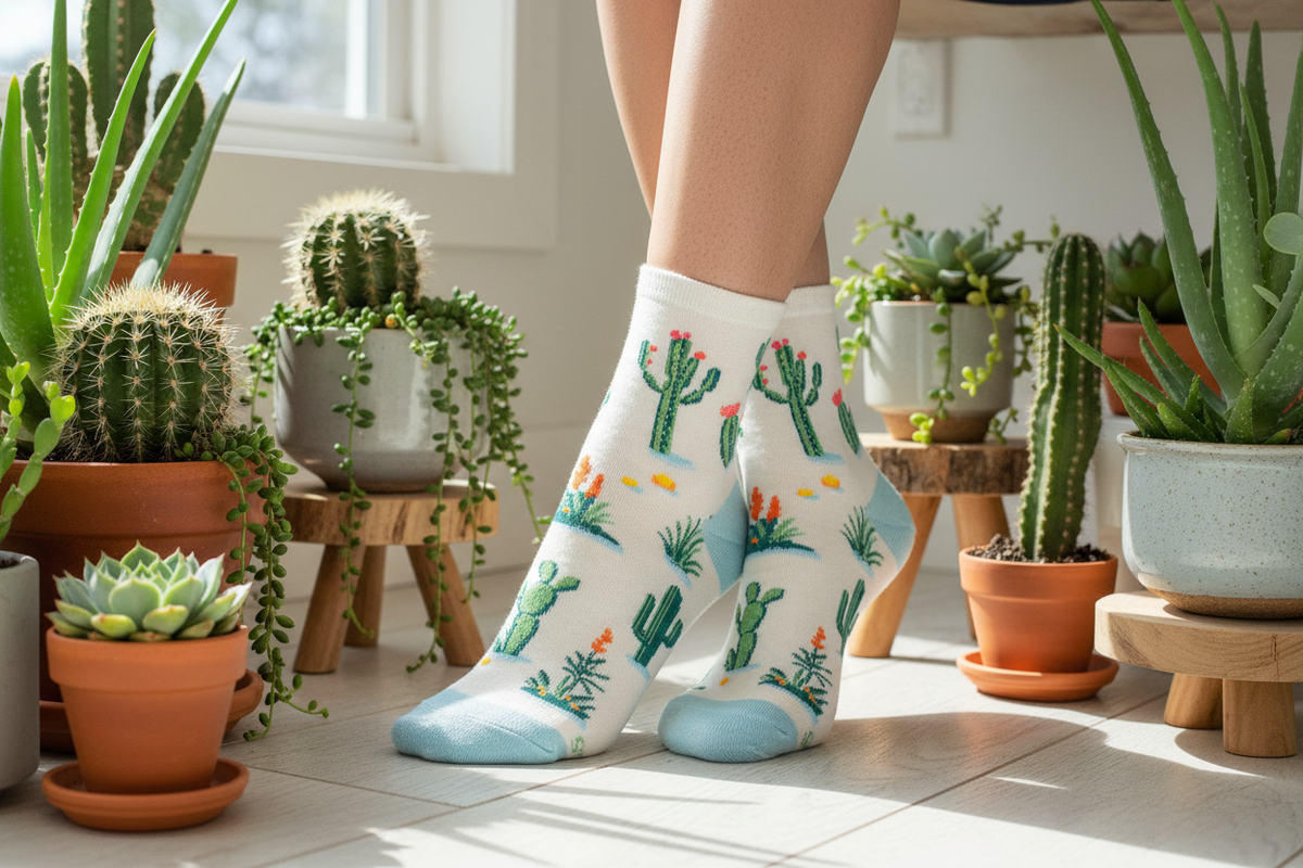 Deserted By My Cactus Women's Mini Crew Socks Green