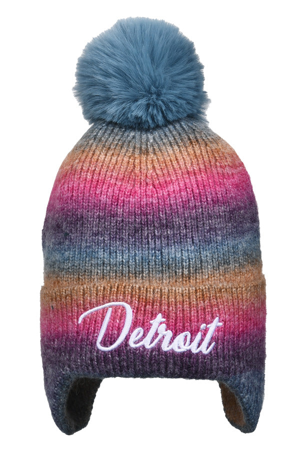 Detroit Winter Sunset Pom Hat