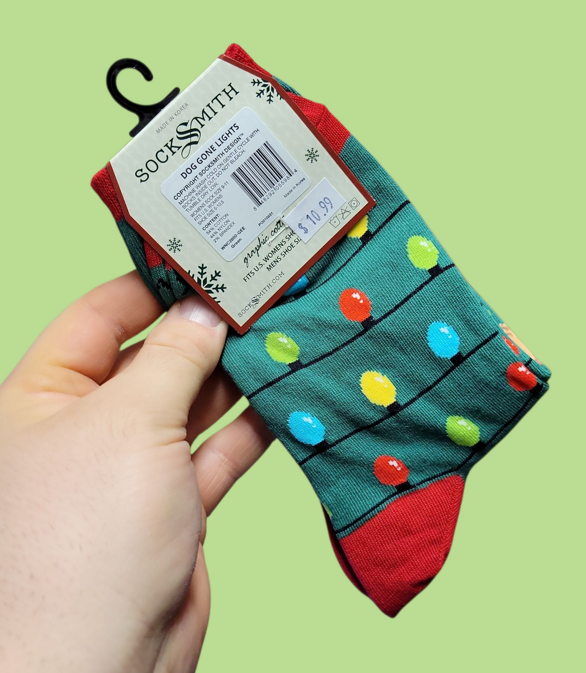 Dog Gone Lights Women's Crew Socks Green