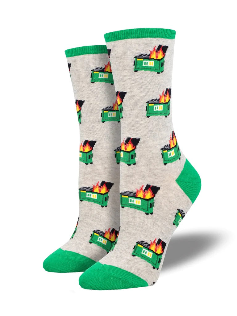 Dumpster Fire Women's Crew Socks Gray