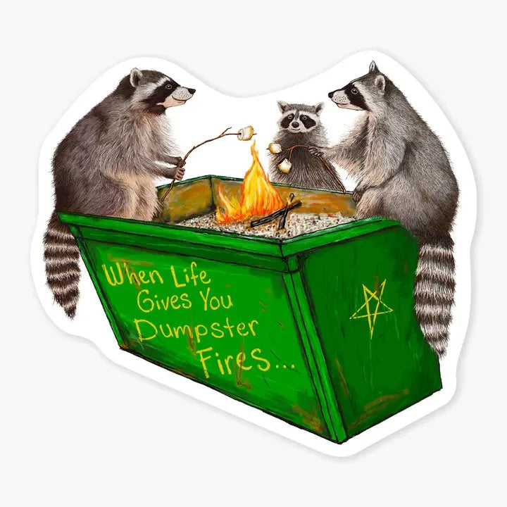 Dumpster Fire Raccoon Sticker