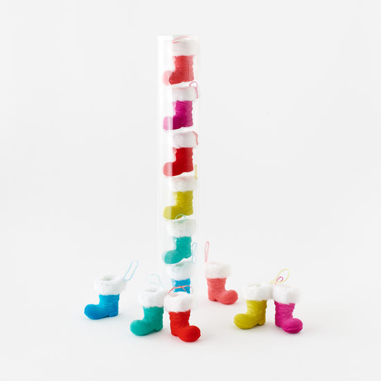 Flocked Boot Ornament Assorted 3.5"