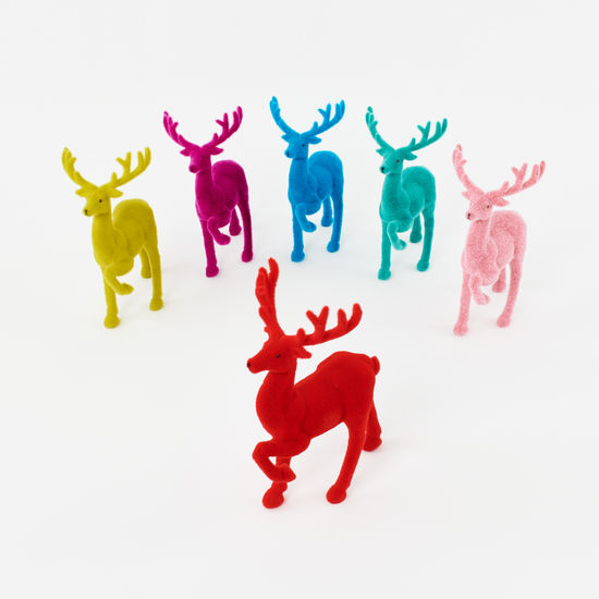 Flocked Deer Assorted 12" (TURQUOISE OR PURPLE ONLY)