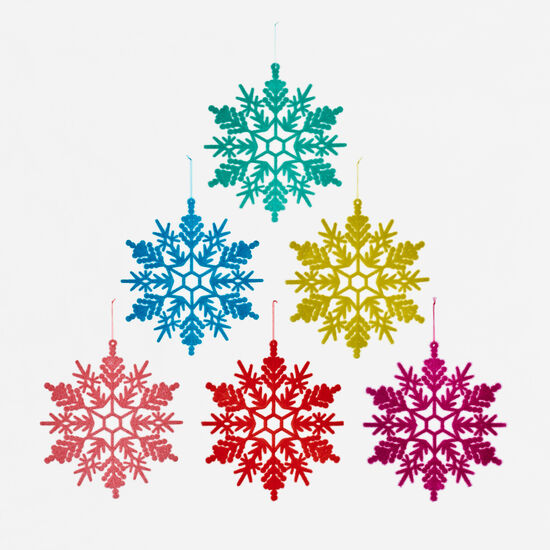 Flocked Snowflake Ornament Assorted 12"