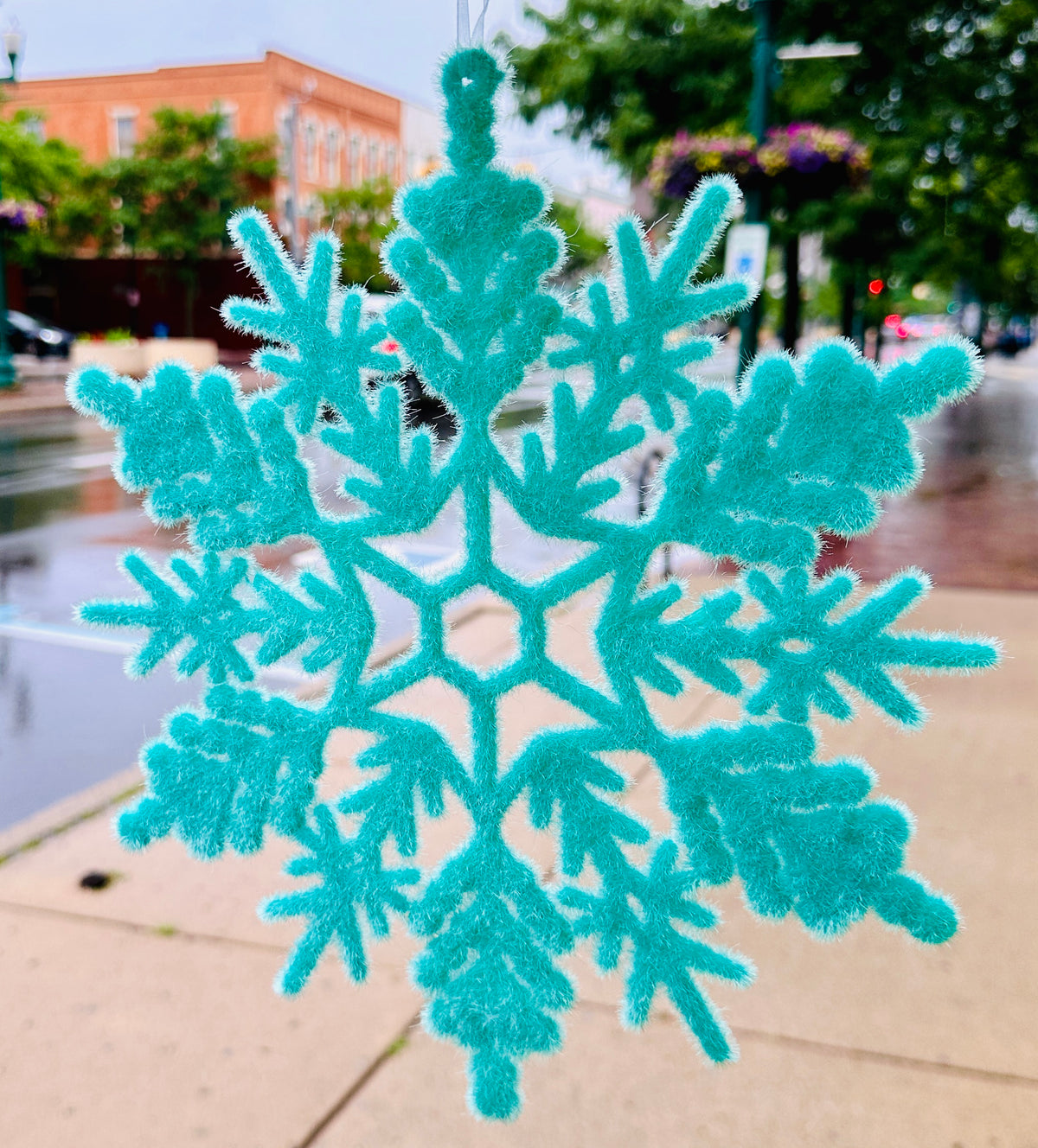 Flocked Snowflake Ornament Assorted 12"