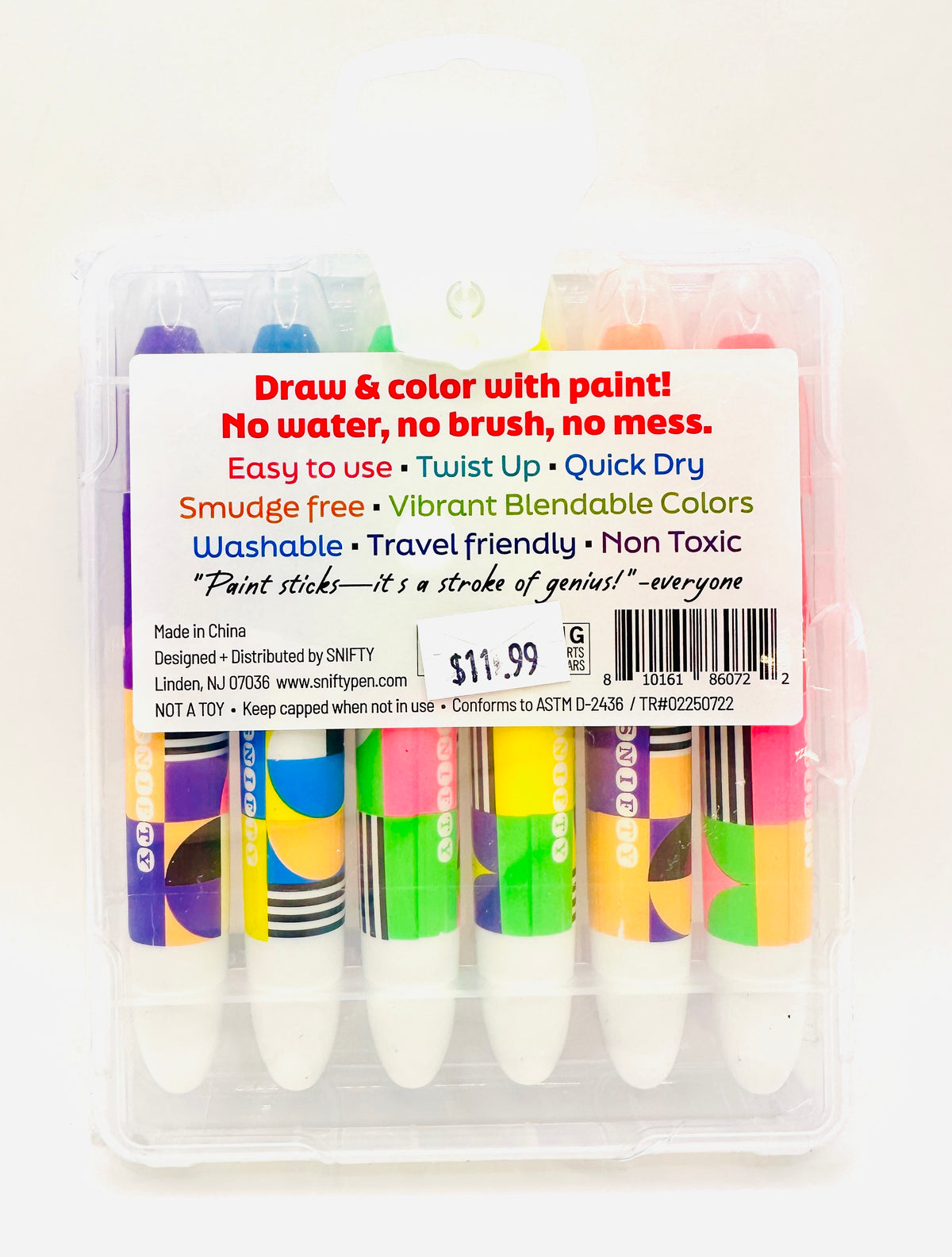 Geo Sticks Set Of 6 Neon Paint Sticks