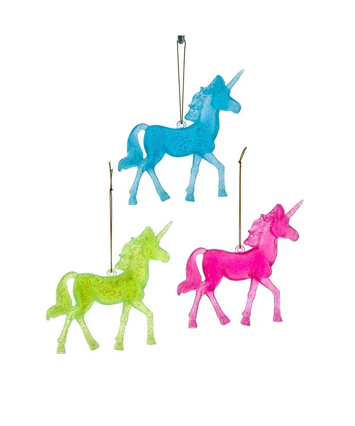 Glow In The Dark Plastic Unicorn Ornament PINK, BLUE, OR GREEN 4.7"