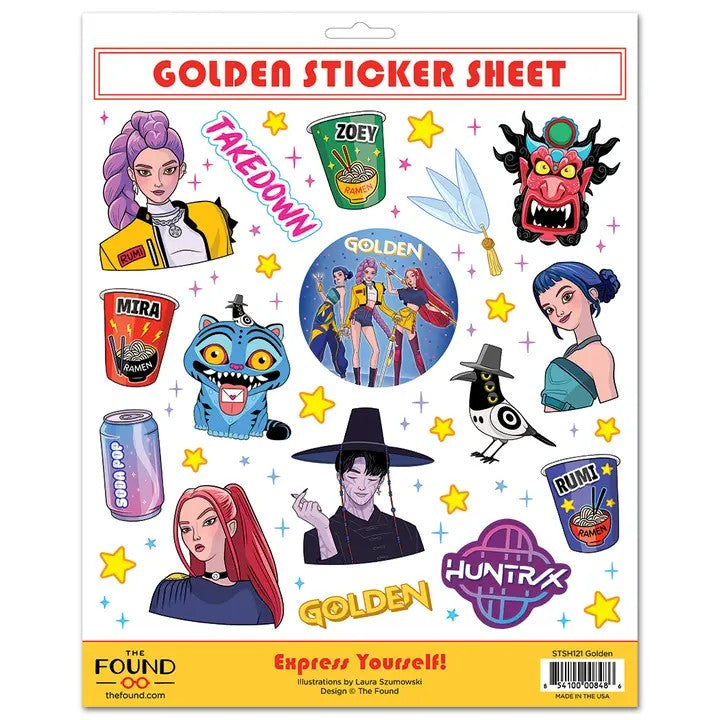 Golden K-Pop Sticker Sheet