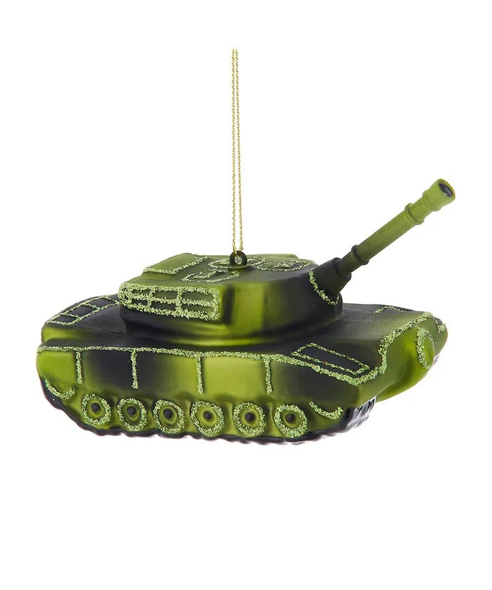 Green Tank Glass Ornament