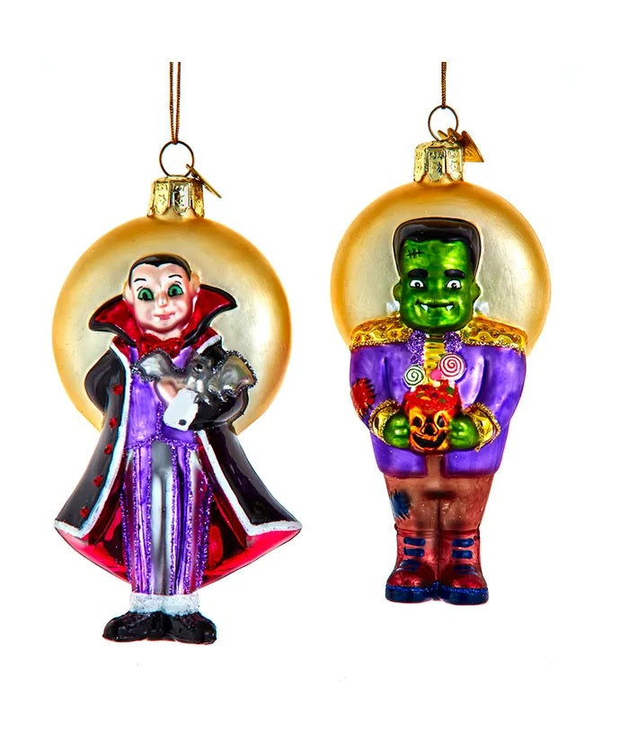 Halloween Monster OR Vampire Glass Ornament 4.5"