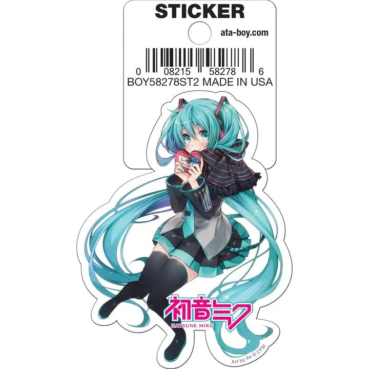 Hatsune Miku Holding Heart Die Cut Sticker
