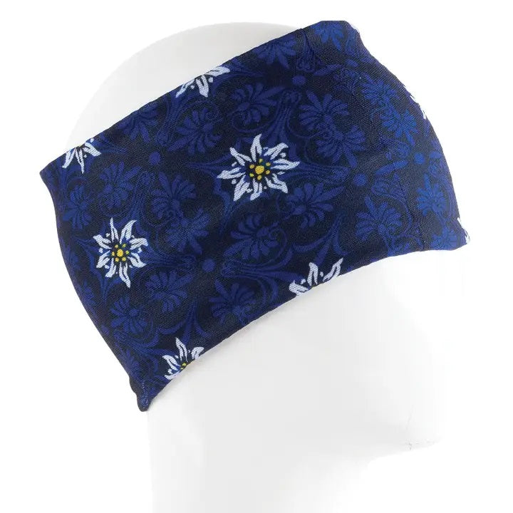 Infinity Dark Blue Flower Circles Bandana Full Size