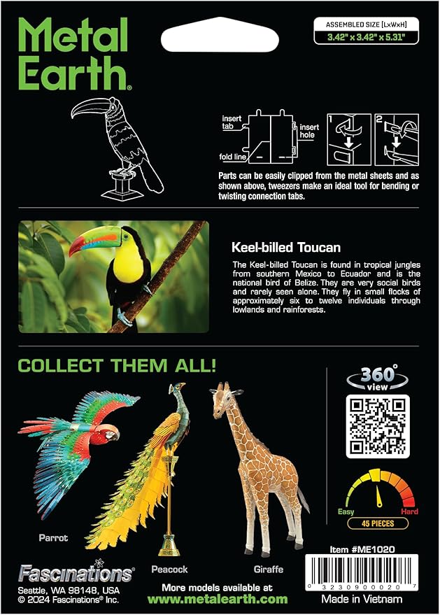 Keel-Billed Toucan Metal Model