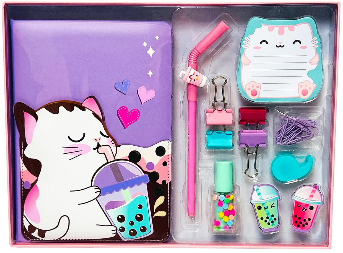 Kitty Cat Sippin' Boba Stationery Set