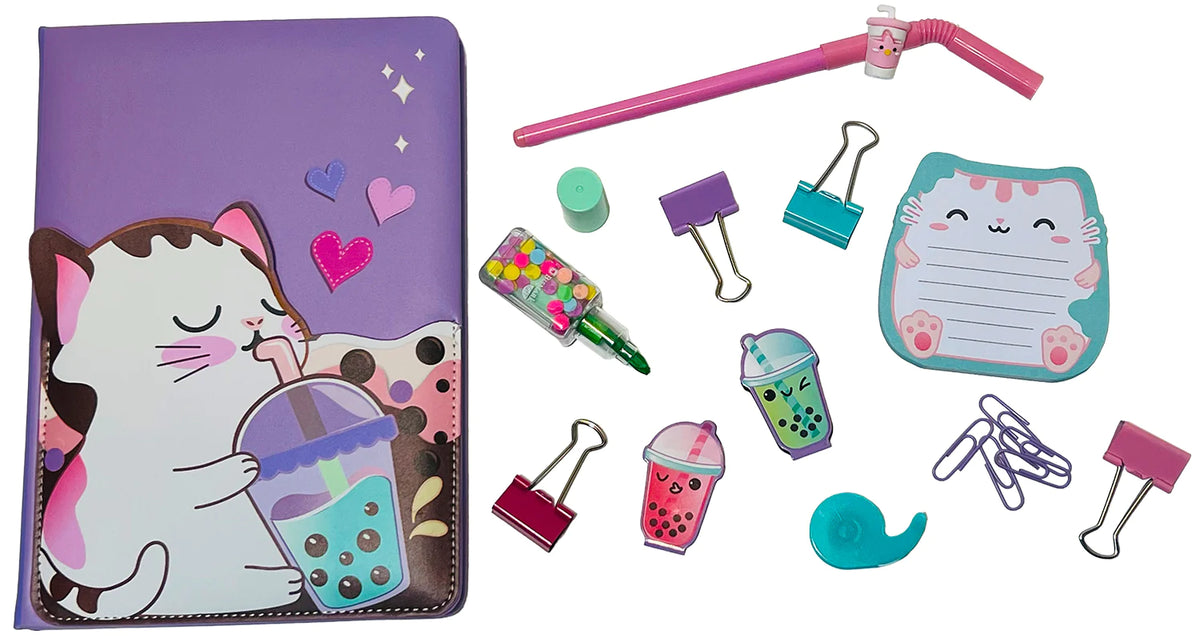Kitty Cat Sippin' Boba Stationery Set