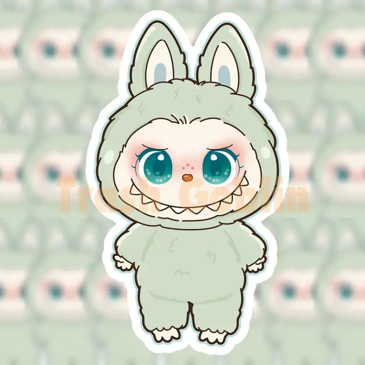 Labubu Pastel Green Die Cut Sticker
